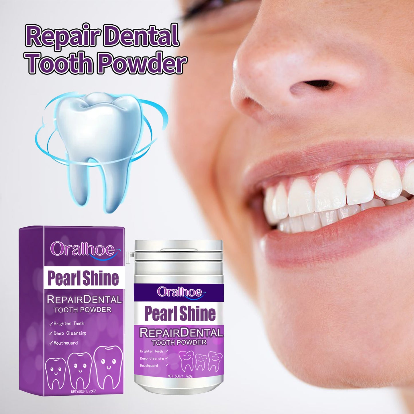 Purple Whitening Dental Powder Remove Residue